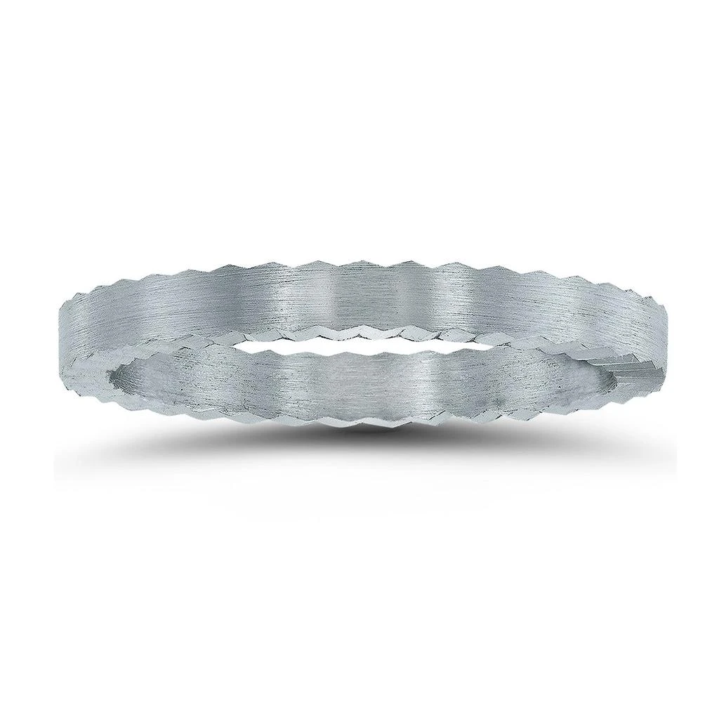 商品SSELECTS|2Mm Matte Finish Jagged Edge Crown Wedding Band In 14K White Gold,价格¥2303,第1张图片