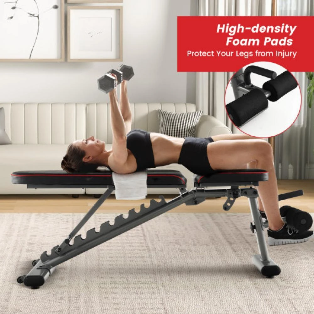 商品Hivvago|660 LBS Strength Training Bench with 10 Back and 3 Seat for Full Body Workout-Black,价格¥1560,第1张图片