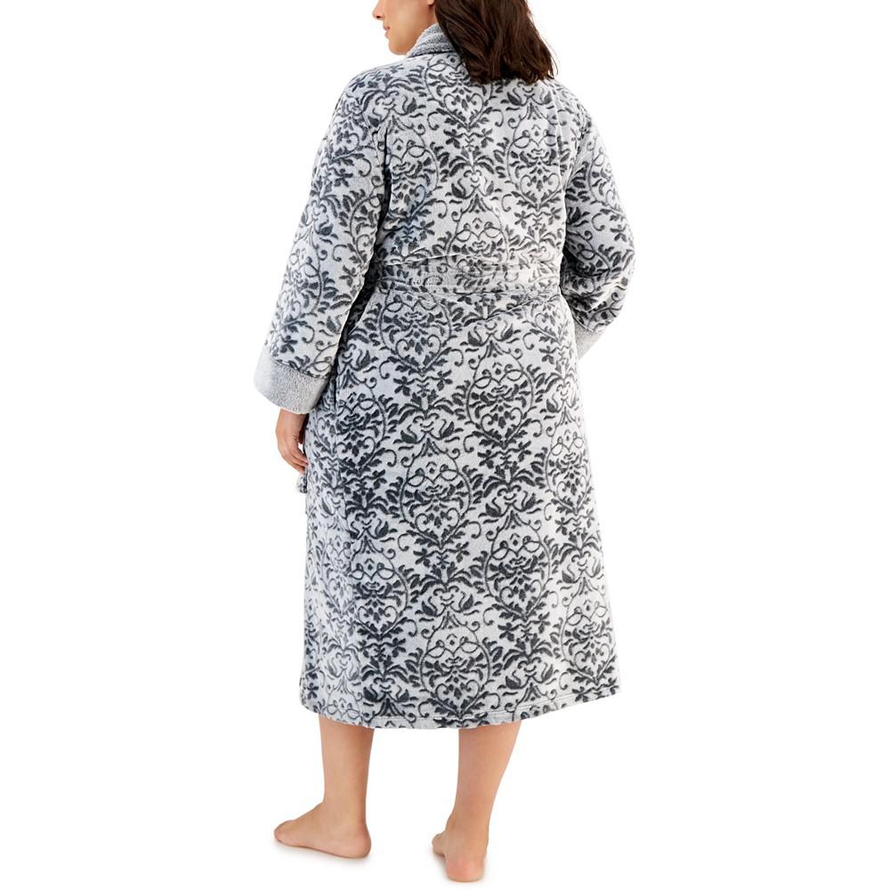Plus Size Plush Floral Scroll Wrap Robe, Created for Macy's商品第2张图片规格展示