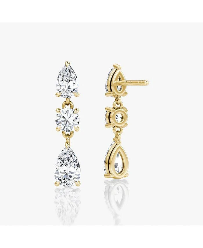 商品VRAI|Three Stone Drop Earrings in 14K White Gold, 2.0ctw Round Brilliant & Pear Lab Grown Diamonds,价格¥16520,第2张图片详细描述