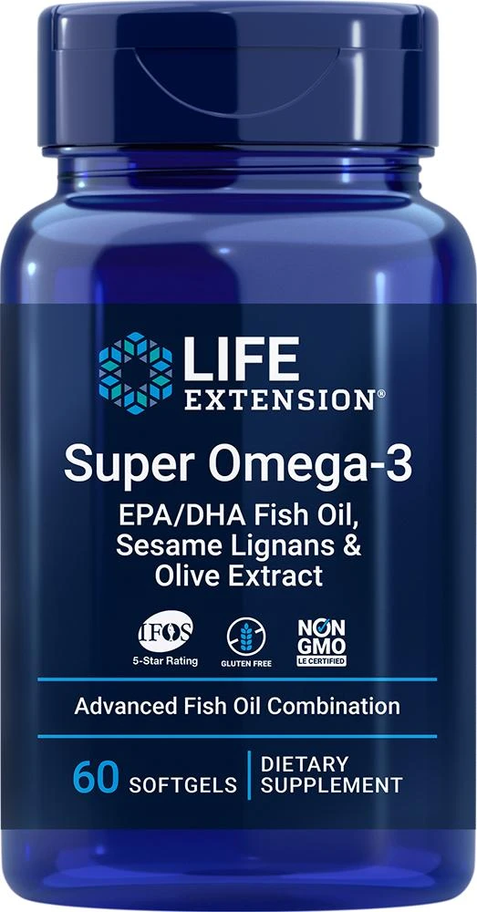 商品Life Extension|深海鱼油欧米伽omega-3高纯度超级野生鱼油软胶囊中老年人DHA 60粒/瓶,价格¥131,第1张图片