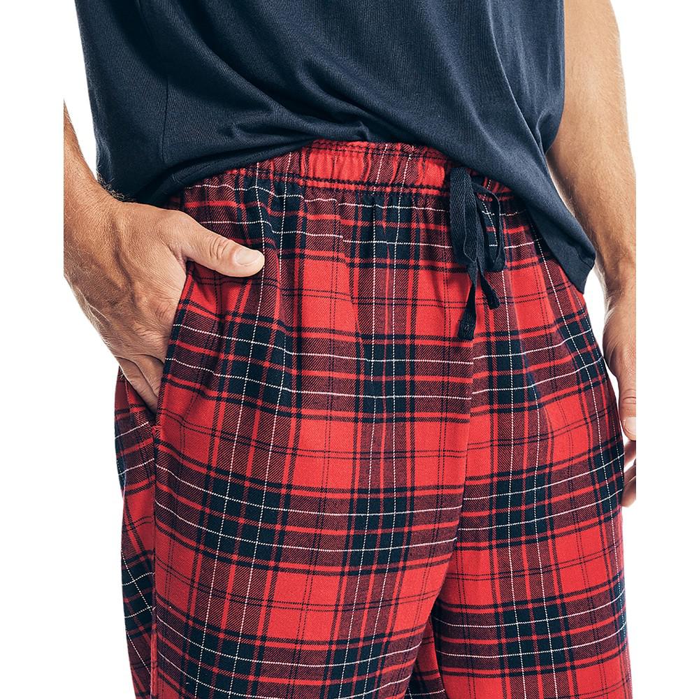 Men's 2-Pc. Classic-Fit Solid T-Shirt & Plaid Flannel Pajama Pants Set商品第3张图片规格展示