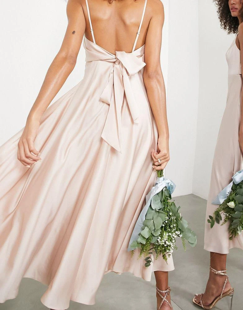 商品ASOS|ASOS DESIGN Bridesmaid satin midi dress with tie back in blush,价格¥1080,第3张图片详细描述