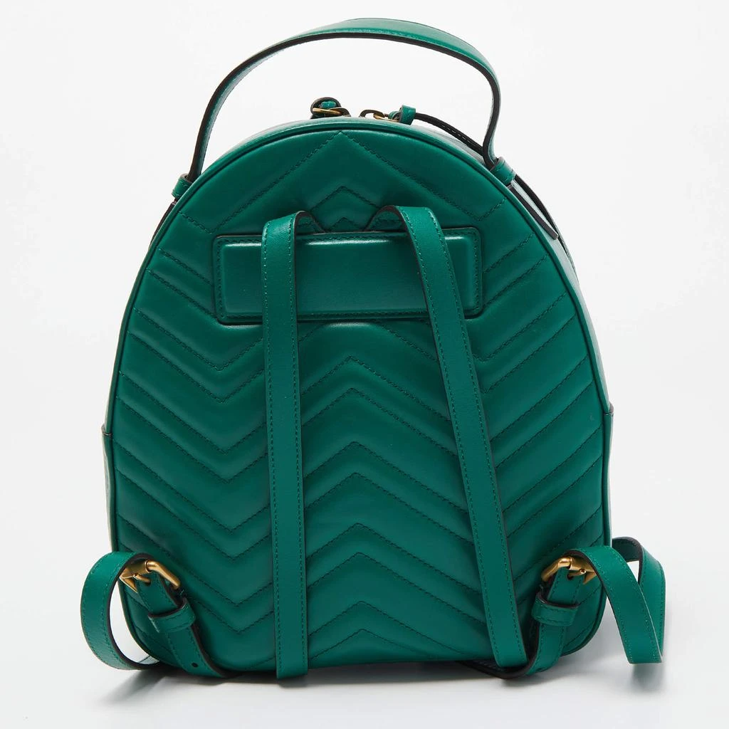 商品[二手商品] Gucci|Gucci Green Matelassé Leather GG Marmont Backpack,价格¥7506,第4张图片详细描述