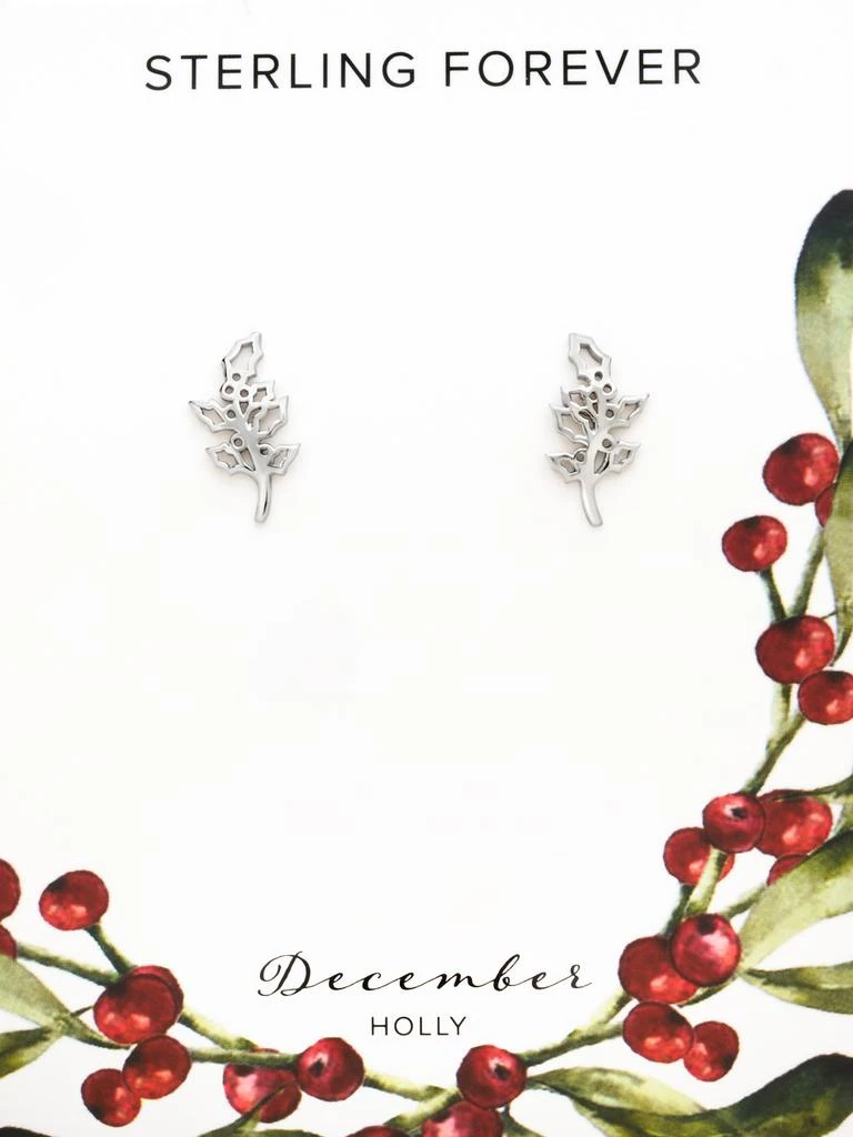 商品Sterling Forever|Sterling Silver Birth Flower Earring Studs - December,价格¥209,第4张图片详细描述