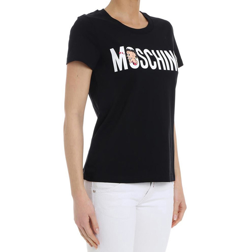 Moschino 莫斯奇诺 女士黑色纯棉T恤 EA0707-0540-1555商品第4张图片规格展示
