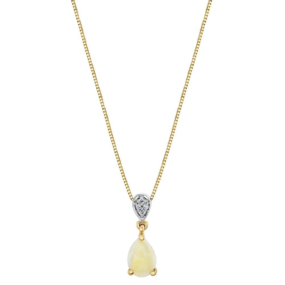 商品Macy's|Opal (3/8 ct. t.w.) & Diamond Accent 18" Pendant Necklace in 14k Gold,价格¥6792,第1张图片