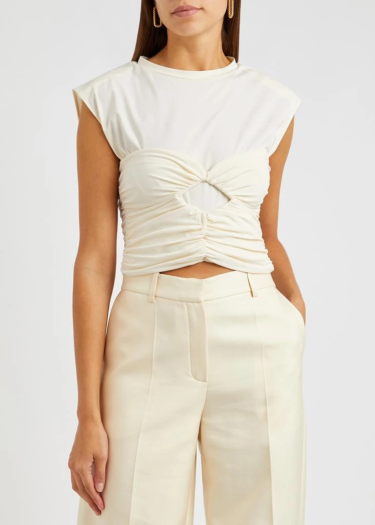 商品Magda Butrym|Cream ruched cropped stretch-jersey top,价格¥1289,第2张图片详细描述