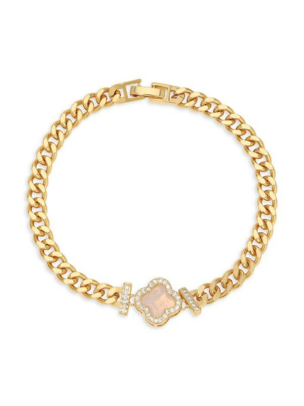 商品Eye Candy LA|Luxe Jade 14K Goldplated & Cubic Zirconia Bracelet,价格¥239,第1张图片