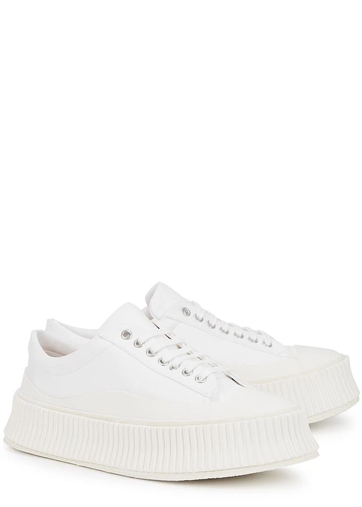 商品Jil Sander|White flatform canvas sneakers,价格¥1924,第2张图片详细描述