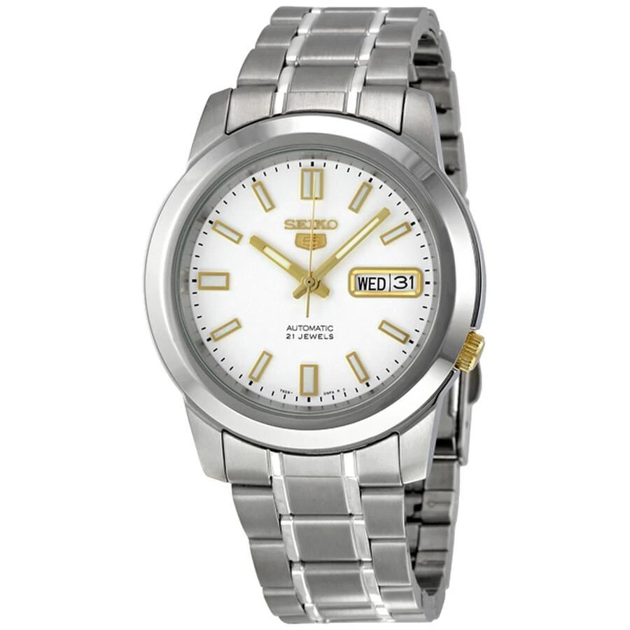 商品Seiko|5 Automatic Stainless Steel White Dial Men's Watch SNKK07,价格¥908,第1张图片