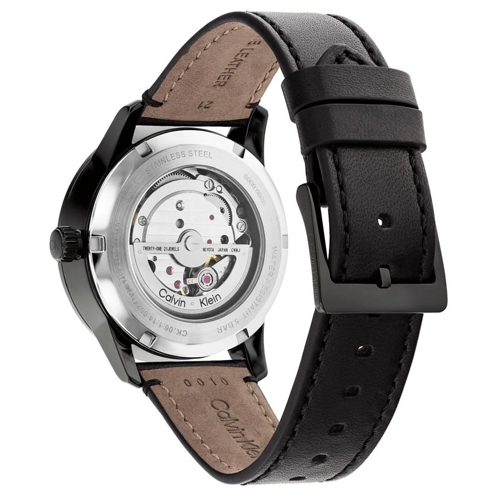 商品Calvin Klein|Men's Automatic Timeless Black Leather Strap Watch 42mm,价格¥1688,第3张图片详细描述
