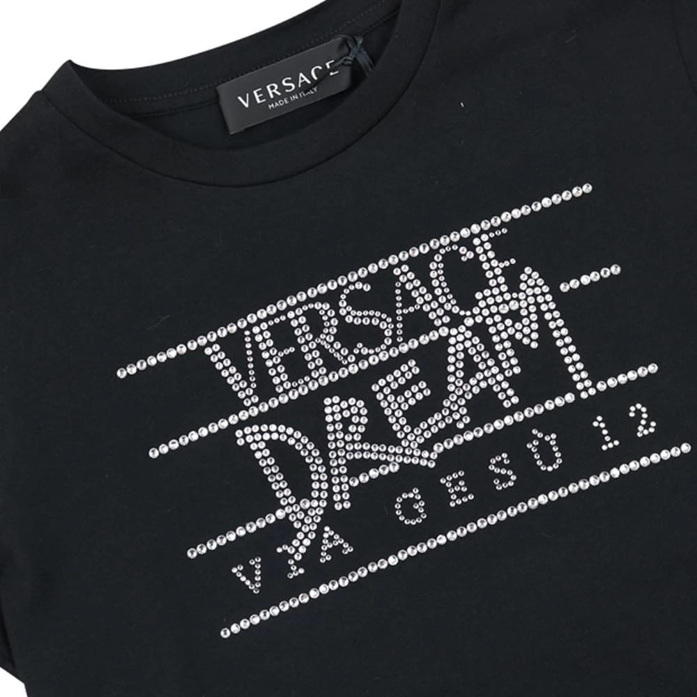 商品Versace|Black Crystal Logo T Shirt,价格¥455,第3张图片详细描述