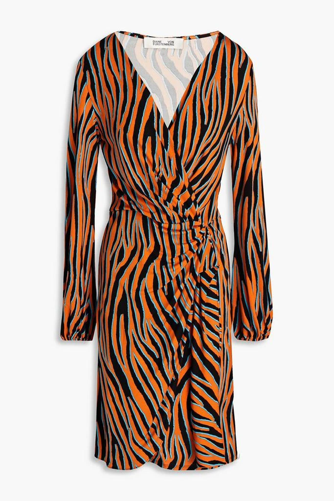 商品Diane von Furstenberg|Toronto wrap-effect zebra-print jersey mini dress,价格¥834,第1张图片