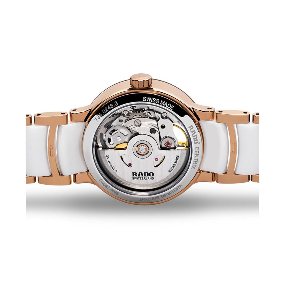 Women's Swiss Automatic Centrix Diamond Accent Rose Gold-Tone PVD Stainless Steel and White Ceramic Bracelet Watch 33mm R30248902商品第3张图片规格展示