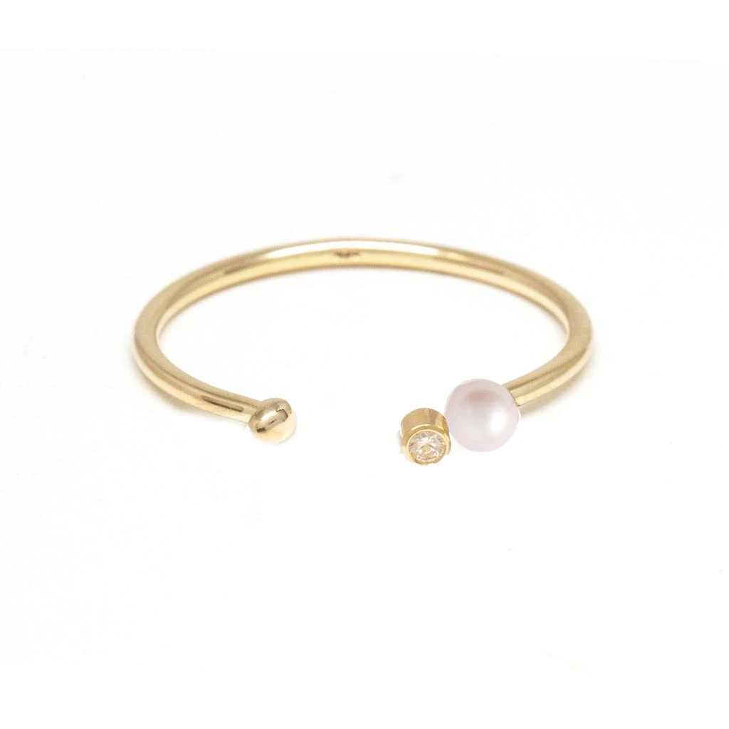 商品POPPY FINCH|Yg baby pearl diamond open ring (size 5),价格¥4068,第1张图片
