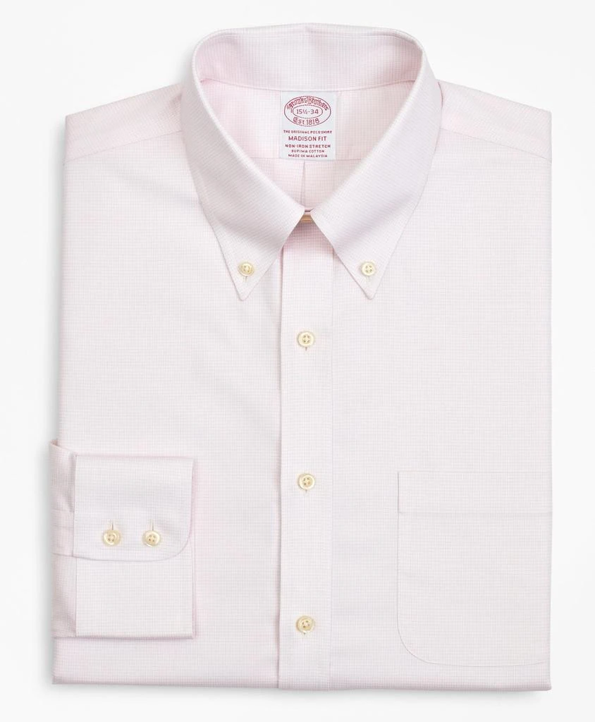 Stretch Madison Relaxed-Fit Dress Shirt, Non-Iron Twill Button-Down Collar Micro-Check 商品