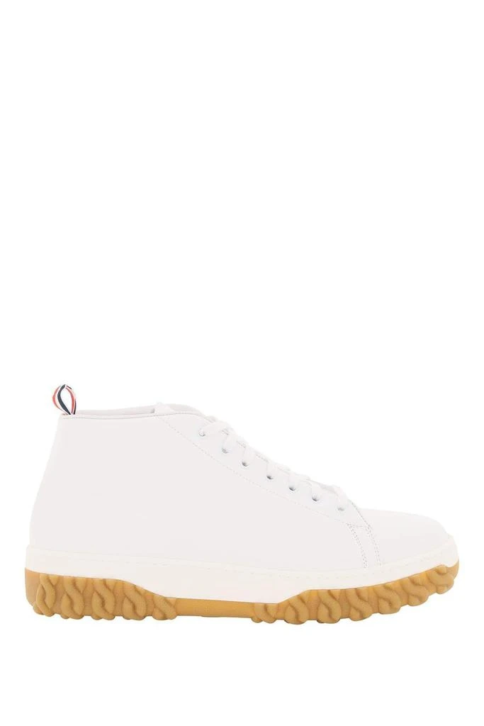 商品Thom Browne|Thom browne leather mid-top court sneakers,价格¥2782,第1张图片