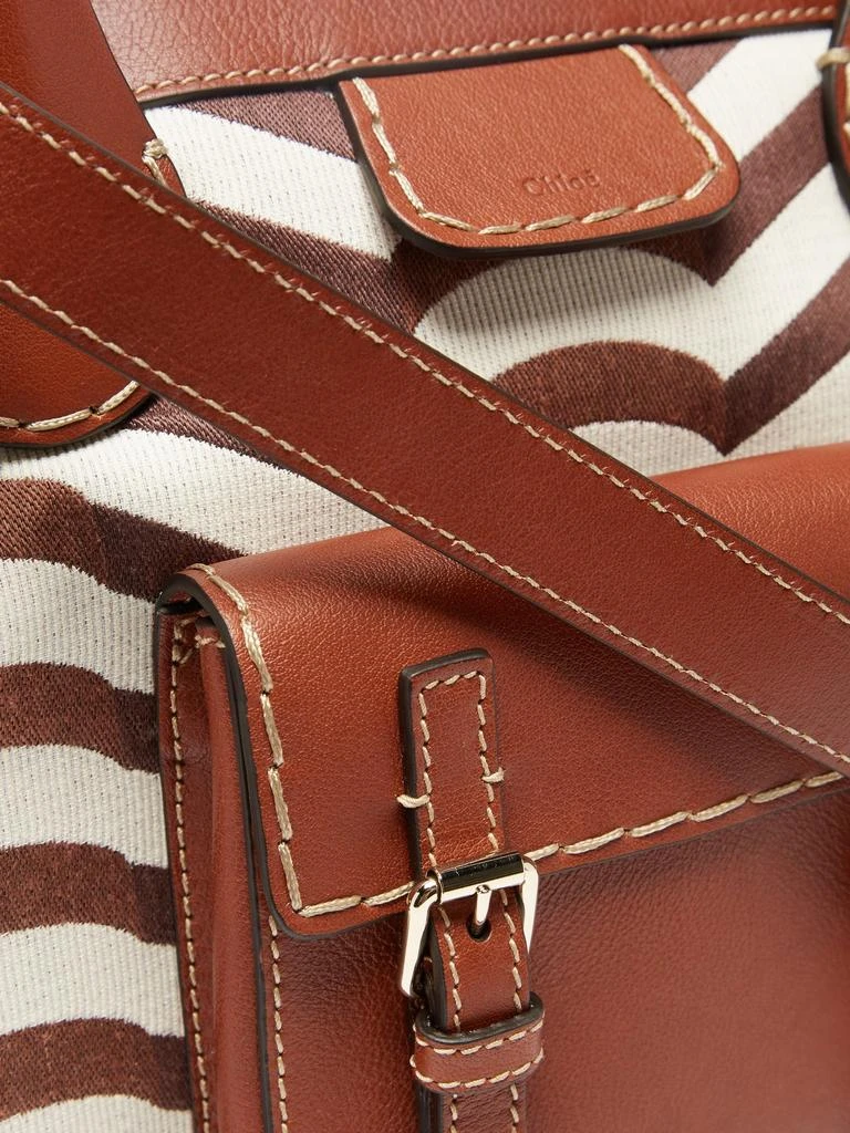 Edith leather-trim striped canvas bag 商品