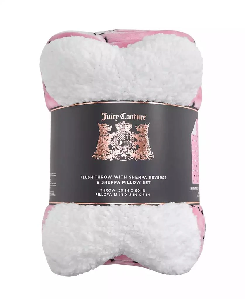 商品Juicy Couture|Paw Heart Pet Plush Sherpa 50" x 60" Blanket Bone Pillow, Set of 2,价格¥233,第2张图片详细描述