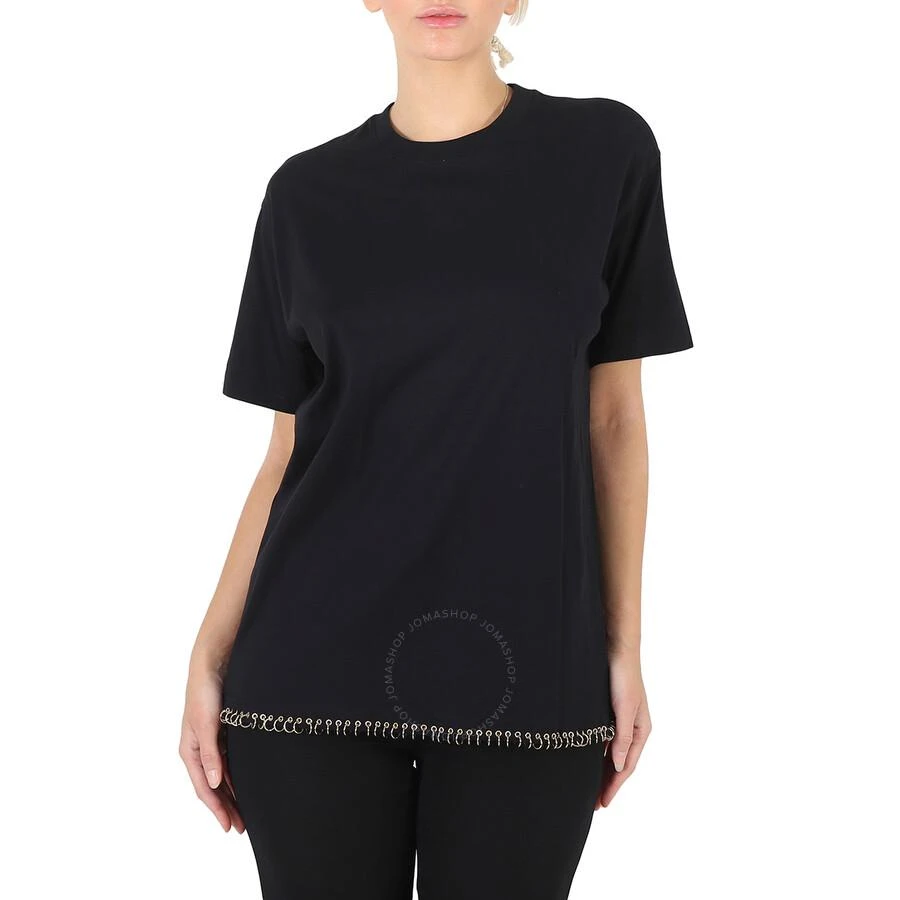 商品Burberry|Ladies Black Ring-pierced Cotton Oversized T-shirt,价格¥837,第1张图片