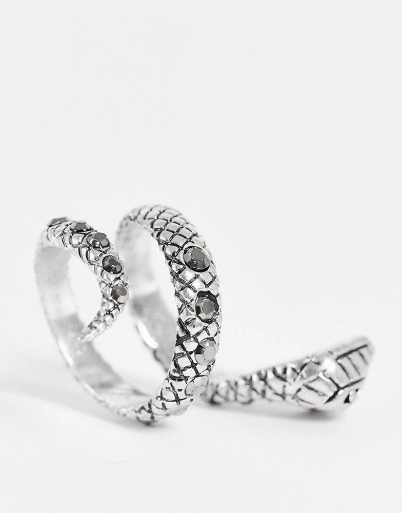 商品Reclaimed Vintage|Reclaimed Vintage inspired ring with snake design and stones in silver exclusive at ASOS,价格¥100,第4张图片详细描述