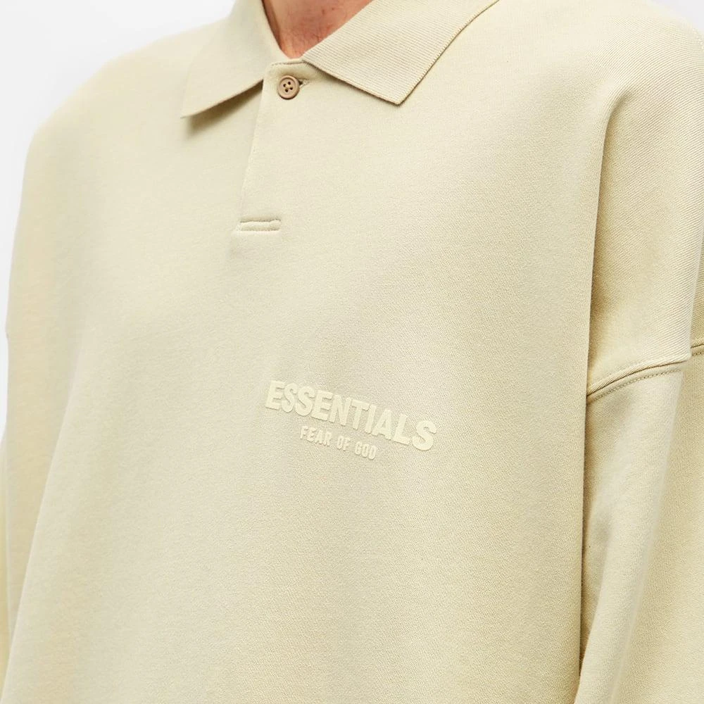 商品Essentials|Fear of God ESSENTIALS Logo Long Sleeve Polo - Wheat,价格¥516,第5张图片详细描述