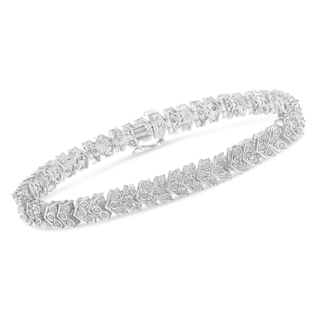 商品Haus of Brilliance|.925 Sterling Silver 2.0 Cttw Diamond Miracle-Set Nested Chevron Link 7" Tennis Bracelet,价格¥4084,第3张图片详细描述