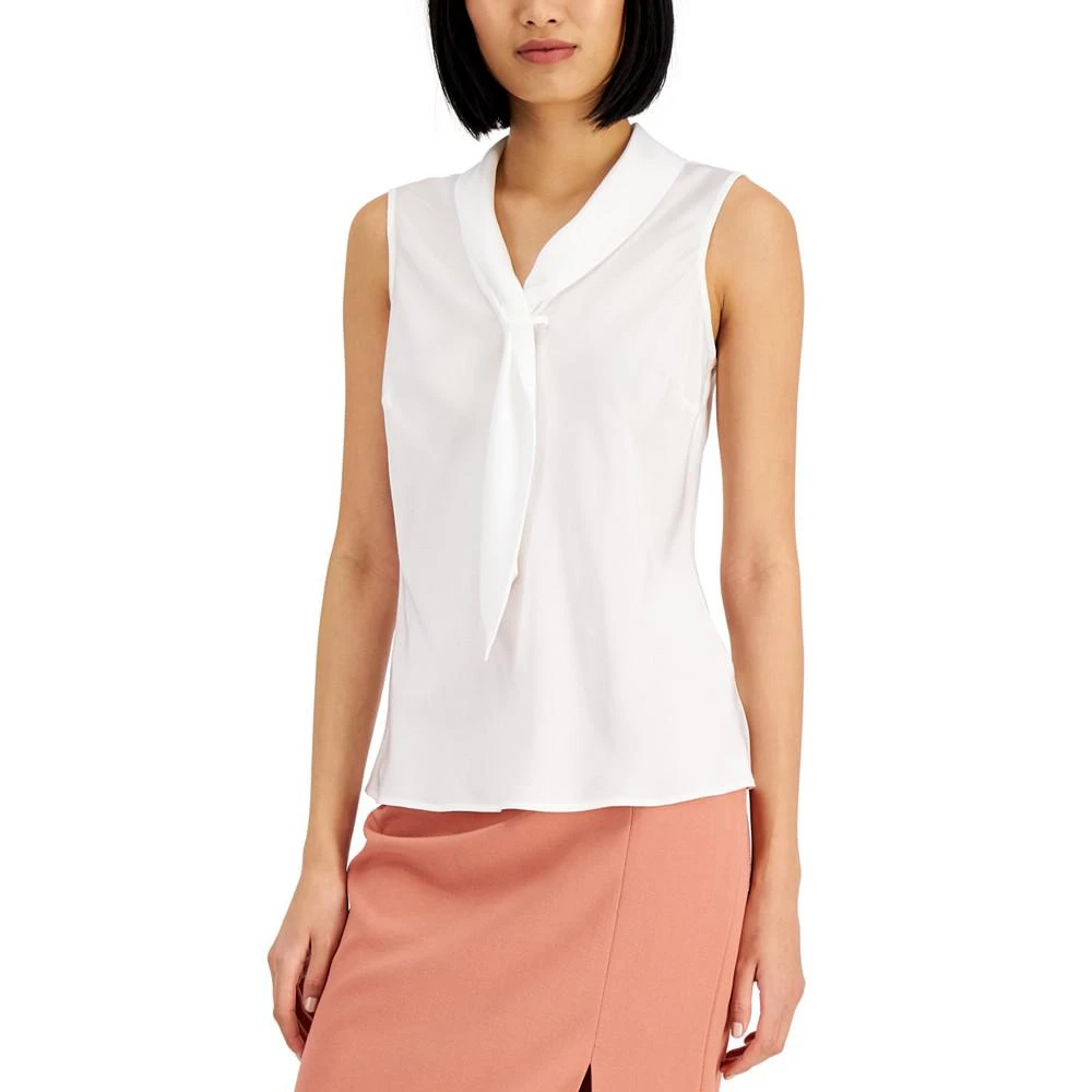 商品Tahari|Sailor-Style Tie-Neck Sleeveless Top,价格¥420,第1张图片