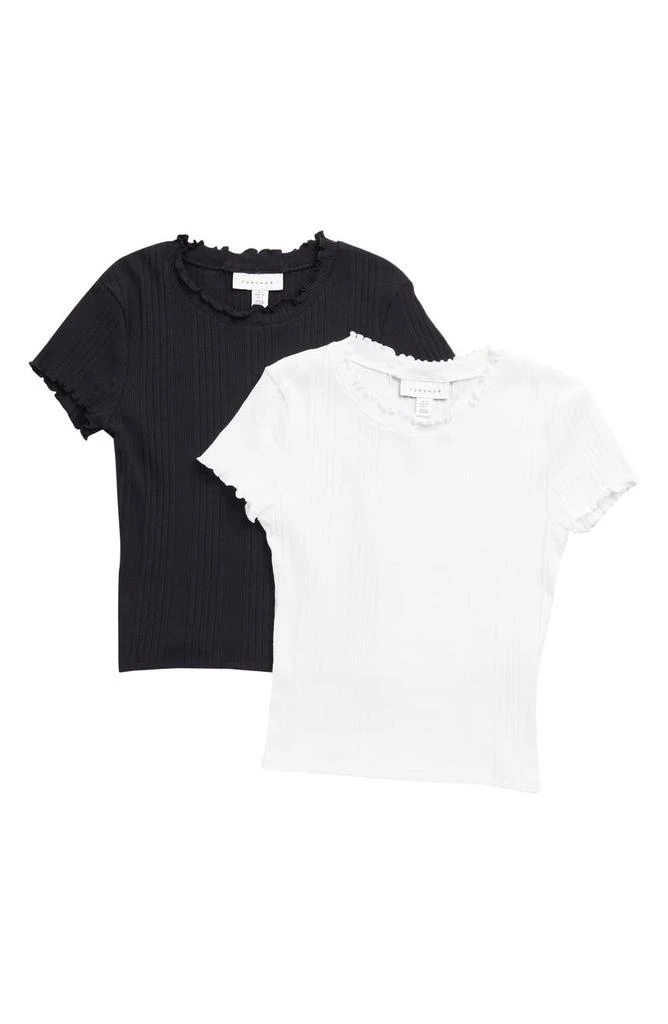 商品Topshop|2-Pack Ribbed Lettuce T-Shirts,价格¥142,第1张图片