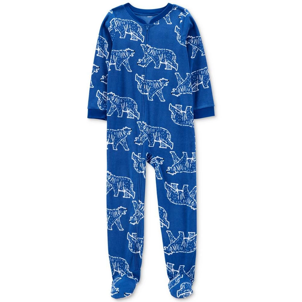 商品Carter's|Big Kids Bear-Print Fleece One-Piece Footed Pajamas,价格¥113,第1张图片