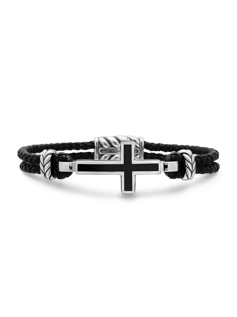 商品David Yurman|Exotic Stone Cross Bracelet in Black Leather,价格¥3704,第1张图片