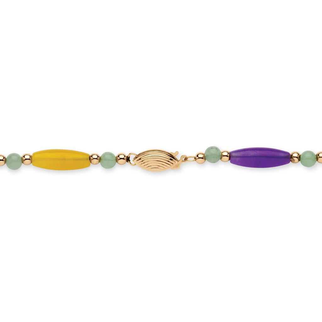 商品Palm Beach Jewelry|Multicolor Jade Barrel Link Bracelet and Necklace Set in 14k Yellow Gold,价格¥3755,第2张图片详细描述