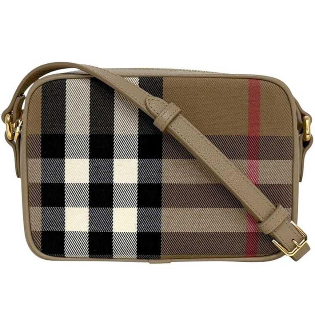 Bolsa para máquina fotográfica em lona xadrez e pele image 2