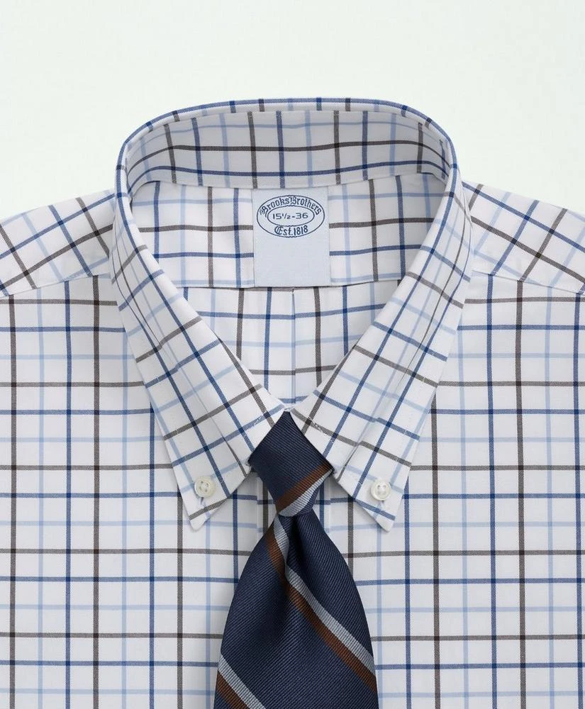 商品Brooks Brothers|Stretch Supima® Cotton Non-Iron Pinpoint Polo Button-Down Collar, Windowpane Dress Shirt,价格¥910,第2张图片详细描述