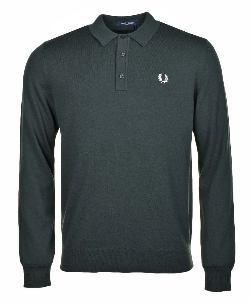 商品Fred Perry|Knitted Long Sleeve Polo Shirt Night Green,价格¥1025,第1张图片