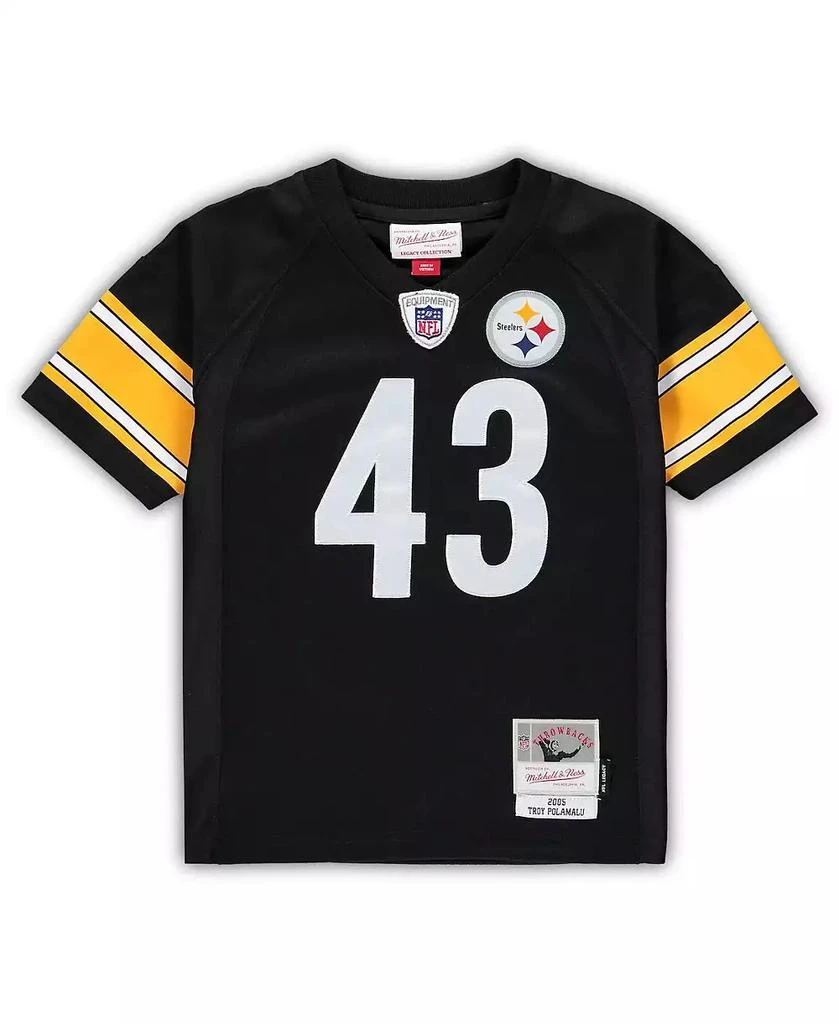 商品Mitchell & Ness|Toddler Boys and Girls Troy Polamalu Black Pittsburgh Steelers 2005 Retired Legacy Jersey,价格¥446,第3张图片详细描述