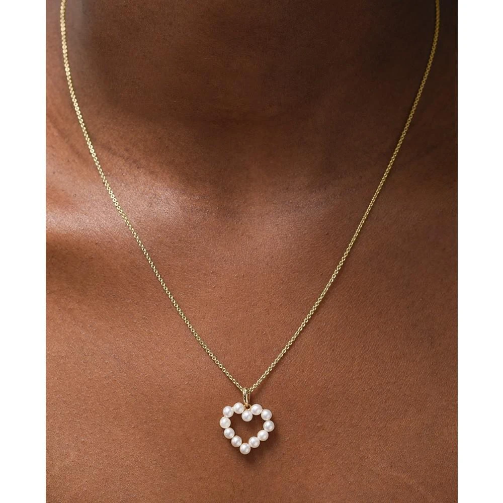 商品Macy's|Cultured Freshwater Pearl (3mm) Open Heart 18" Pendant Necklace in 14k Gold-Plated Sterling Silver,价格¥850,第2张图片详细描述