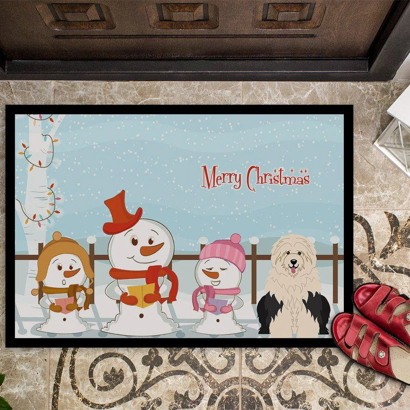 商品Caroline's Treasures|24 in x 36 in Merry Christmas Carolers Old English Sheepdog Door Mat Indoor/Outdoor,价格¥312,第2张图片详细描述