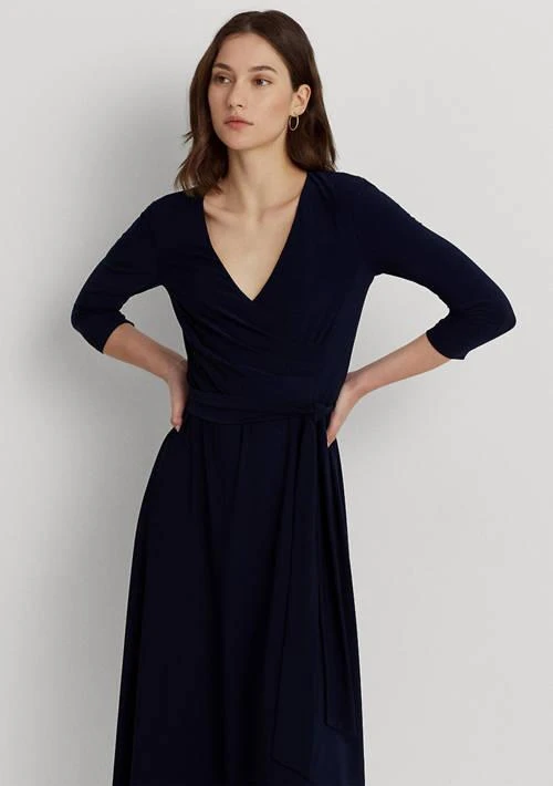 商品Ralph Lauren|Women's Wrap Front V-Neck Dress,价格¥537,第3张图片详细描述
