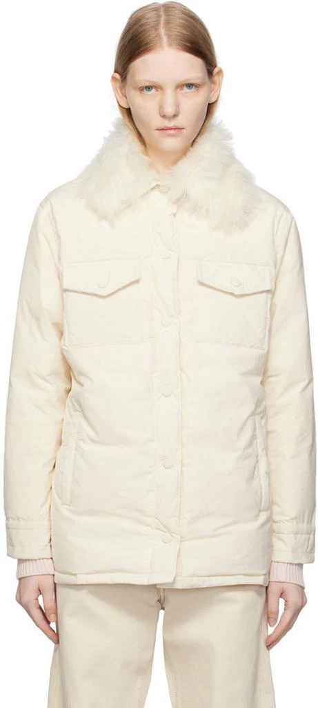 商品Yves Salomon|SSENSE Exclusive Off-White Down Jacket,价格¥2351,第1张图片