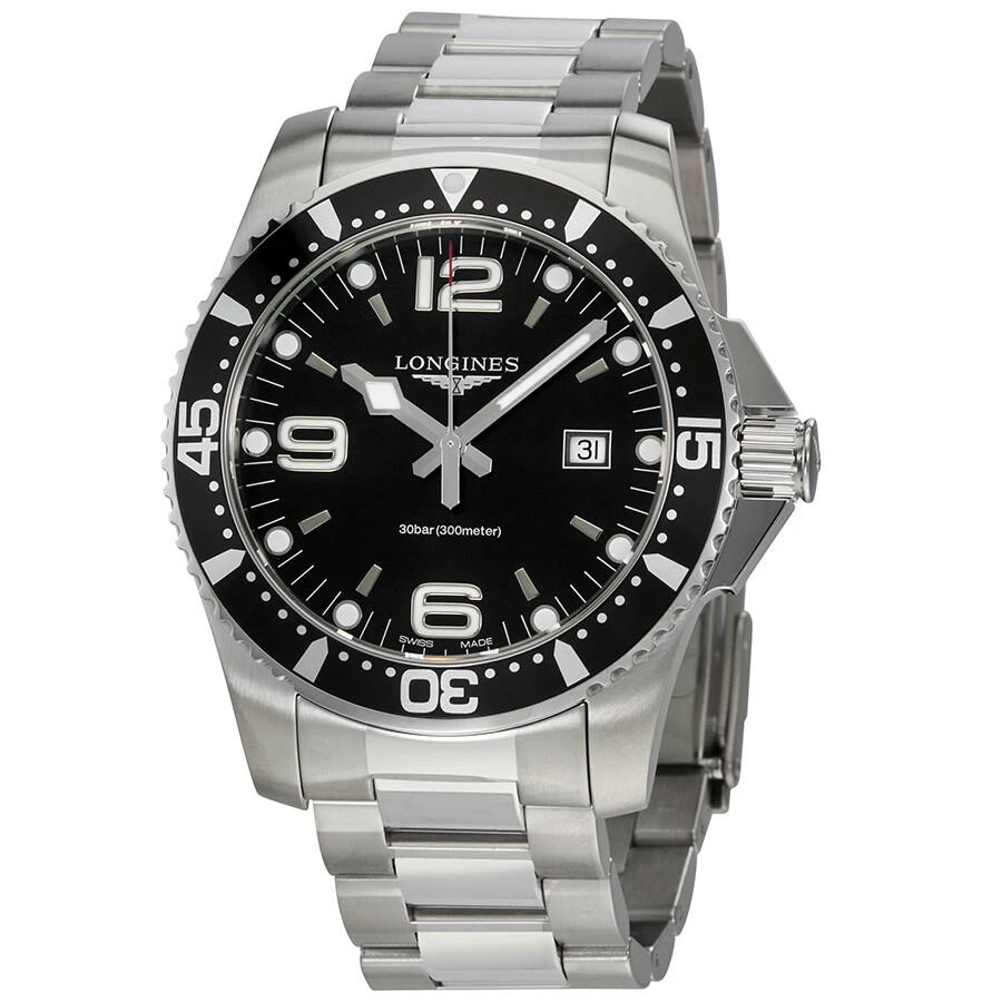 商品Longines|HydroConquest Black Dial Men's 44mm Watch L38404566,价格¥5927,第1张图片