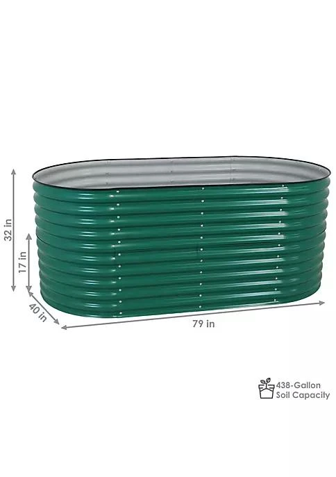 商品Sunnydaze Decor|Decor Galvalume Steel Oval Raised Garden Bed   Green   79 In X 32 In,价格¥1420,第5张�图片详细描述