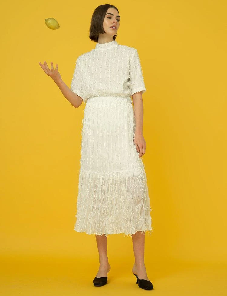 商品Pixie Market|White Fringe Midi Skirt,价格¥872,第2张图片详细描述