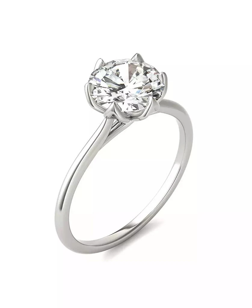 商品Charles & Colvard|Moissanite Round Solitaire Ring (1-9/10 Carat Total Weight Diamond Equivalent) in 14K White Gold,价格¥7213,第4张图片详细描述