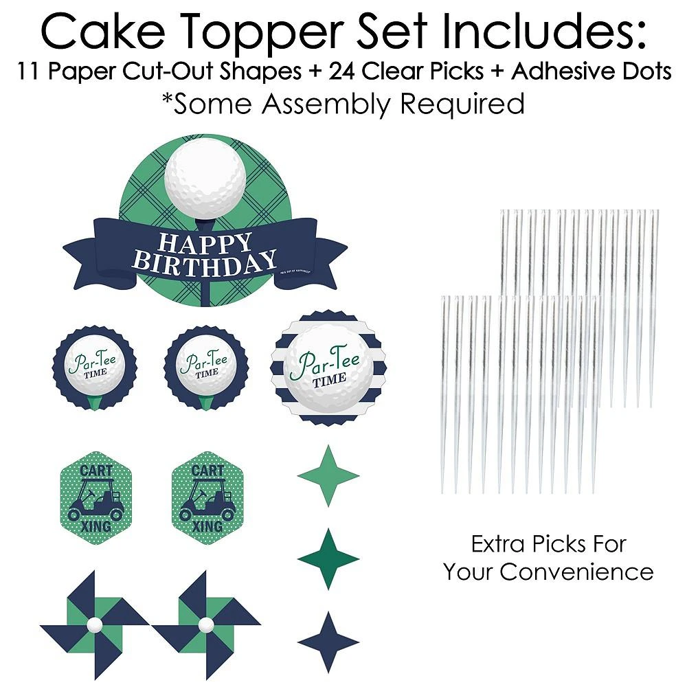 商品Big Dot of Happiness|Par-Tee Time - Golf - Birthday Party Cake Decorating Kit - Cake Topper Set 11 Pc,价格¥119,第3张图片详细描述