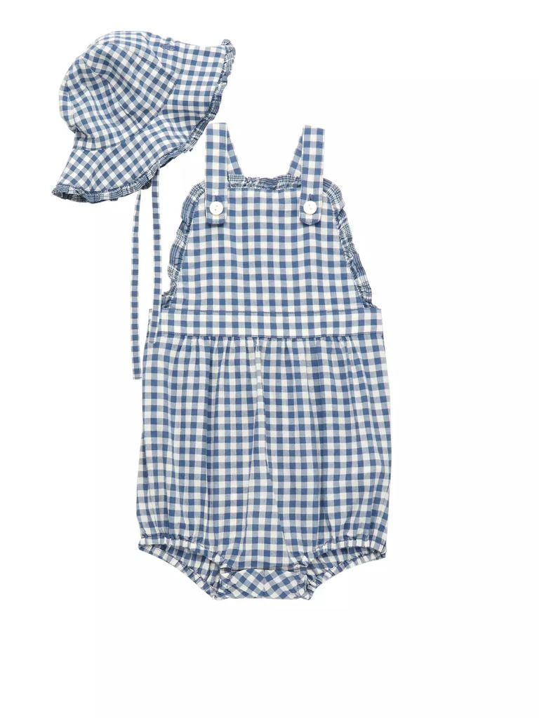 商品Ralph Lauren|Baby Girl's Gingham Bucket Hat & Bubble Romper Set,价格¥338,第1张图片