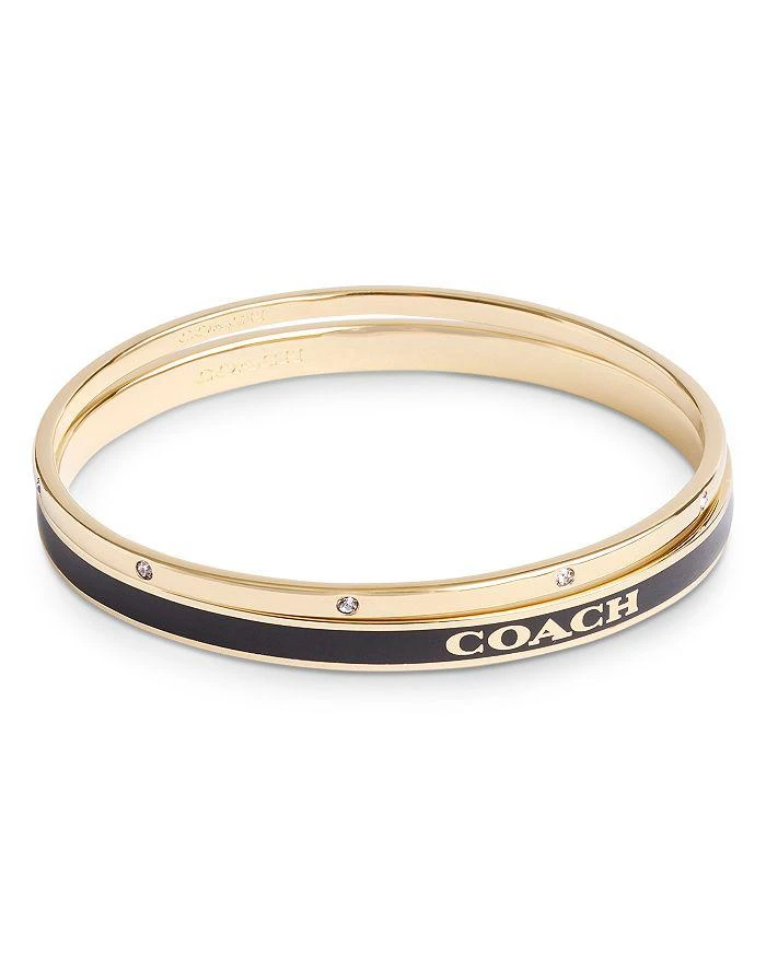 商品Coach|Pavé & Color Inlay Logo Bangle Bracelets, Set of 2,价格¥712,第1张图片详细描述