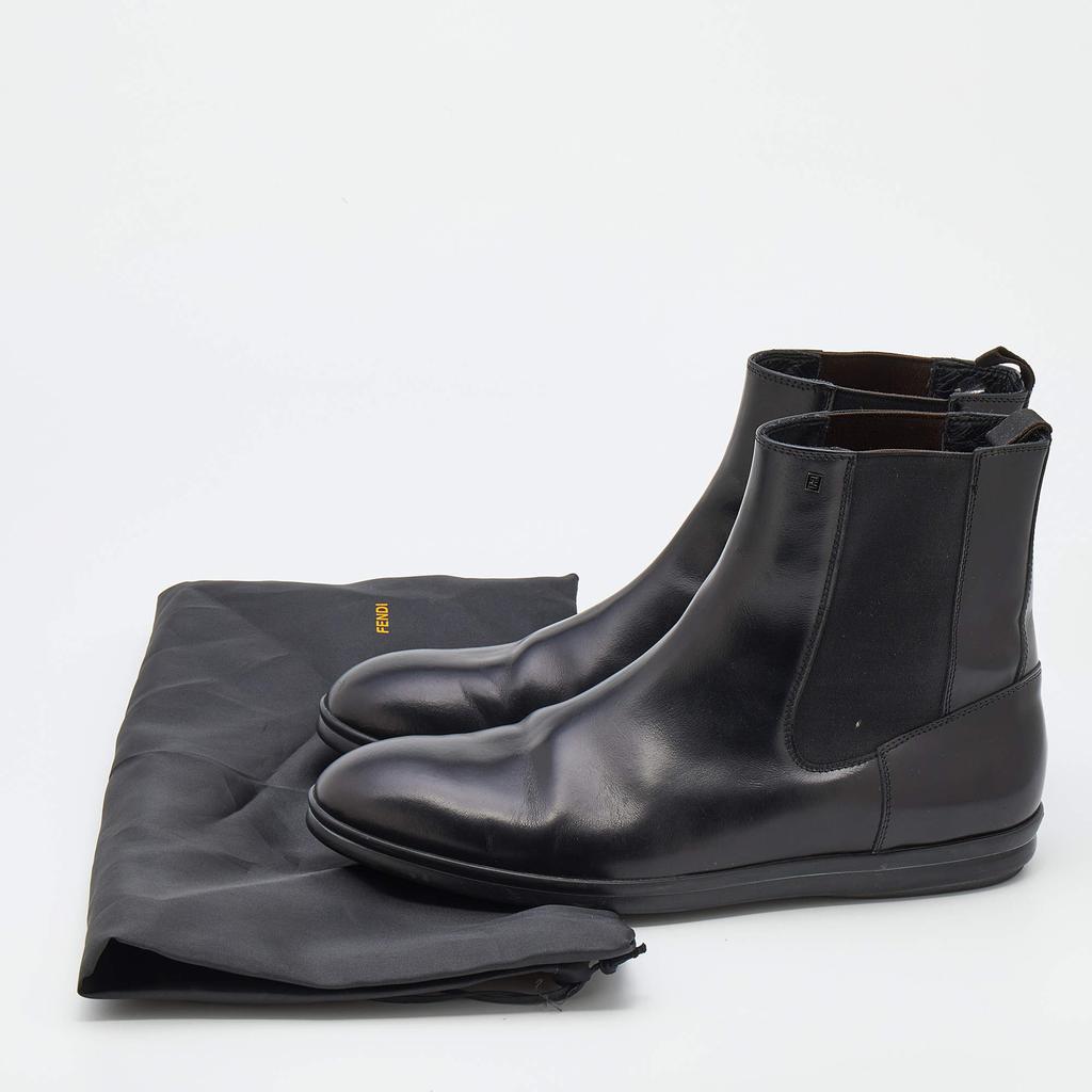 Fendi Black Leather FF Chelsea Boots Size 41.5商品第9张图片规格展示