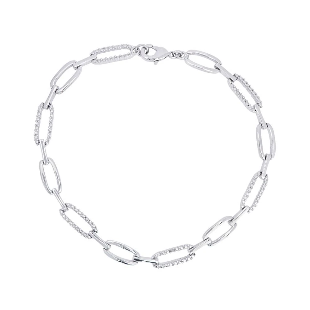 商品Macy's|Diamond Accent Paperclip Link Bracelet in Fine Gold Plate or Fine Silver Plate,价格¥374,第1张图片